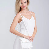 Pia Rossini Ollie Petite Rattan Bag with a Long Adjustable Strap In White