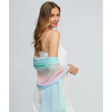 Pia Rossini Ombre Spring Summer Scarf In Pale Turquoise
