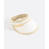 Pia Rossini Paper Straw Visor with Chain Belt Embellishment In White Natural