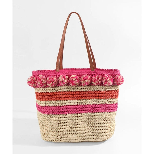 Pia Rossini Striped Tilda Tote Bag In Natural Pink