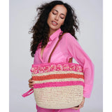 Pia Rossini Striped Tilda Tote Bag In Natural Pink