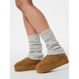 Pieces Filisa Rib Knitted Leg Warmers In Light Grey Melange
