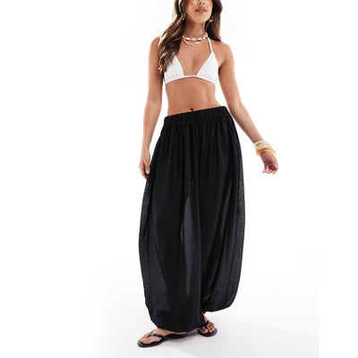 Pieces Leline High Waist Harem Pants In Black