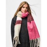 Pieces PCBea Long Knit Check Scarf In Beetroot Purple