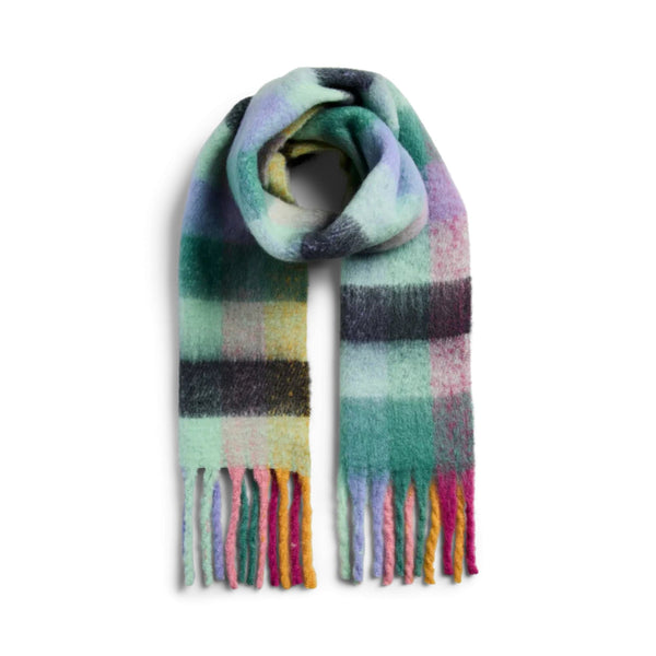 Pieces PCJikka Knit Check Scarf In Winter Green