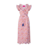 Place du Soleil Wrap Dress With Ruffles & All-over Print