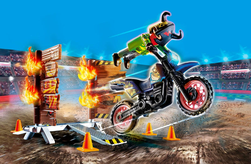 Playmobil Stunt Show Motocross With Fiery Wall