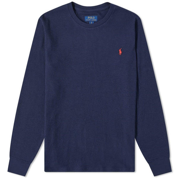 Polo Ralph Lauren Long Sleeve Mini Waffle Top Navy