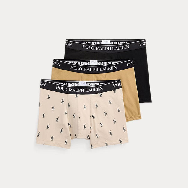 Polo Ralph Lauren Classic Stretch-Cotton Trunk 3-Pack In Grey/Khaki/Black