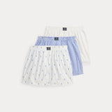 Polo Ralph Lauren Cotton Boxer 3-Pack in White/Blue Stripe