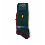 Polo Ralph Lauren Egyptian Cotton Socks 3pack In Green/Burgundy/Navy