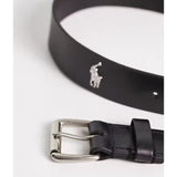 Polo Ralph Lauren Leather Belt With Pony Logo In Black