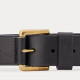 Polo Ralph Lauren Leather Dress Belt in Black/Gold