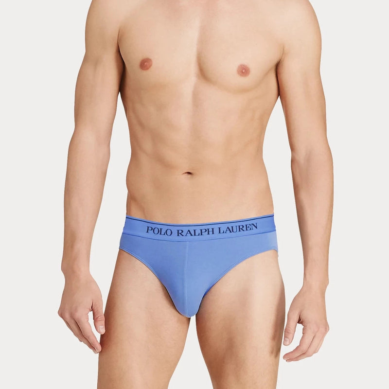 Polo Ralph Lauren Low-Rise Brief 3-Pack in Nvy/Saph Star/Brmd