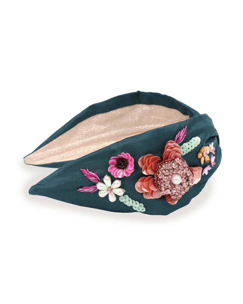 Powder Embroidered Floral Headband