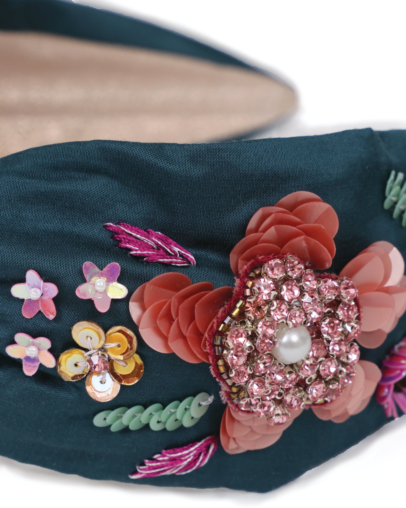 Powder Embroidered Floral Headband