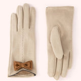 Powder Adalyn Bow Gloves In Taupe/Chocolate