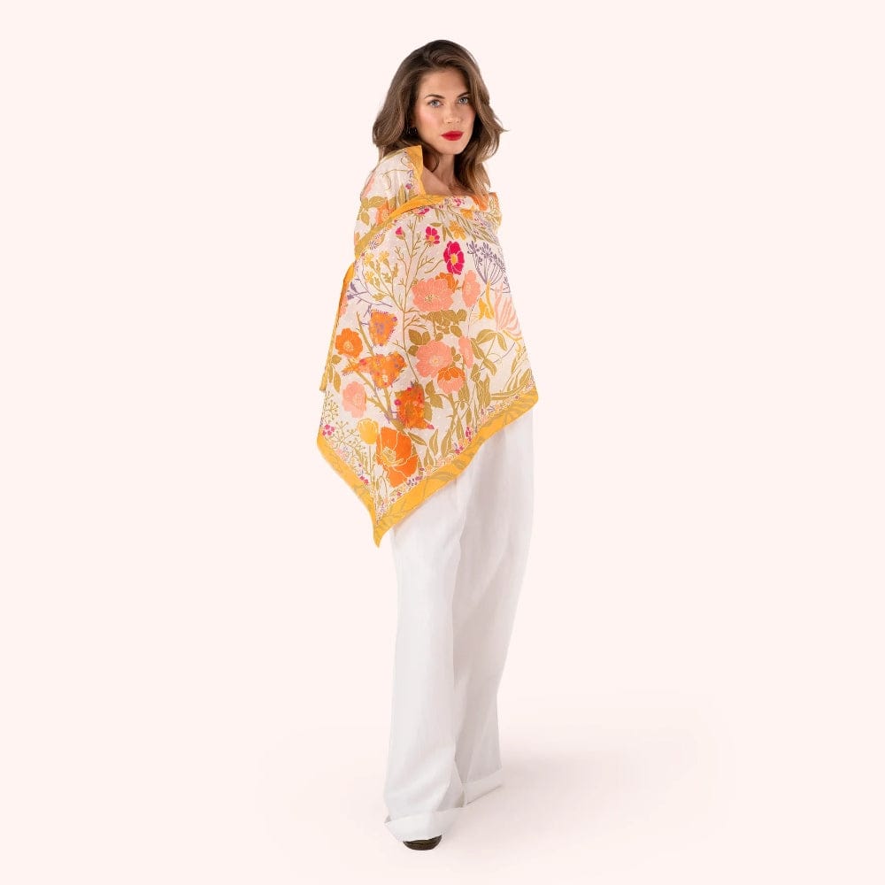 Powder Cotton Scarf Birds In Bloom