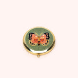 Powder Embroidered Round Compact Mirror In Bonny Butterfly