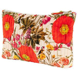 Powder Fine Flowers Quilted Velvet Zip Pouch