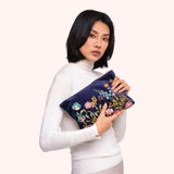 Powder Floral Hedgerow Zip Pouch In Navy