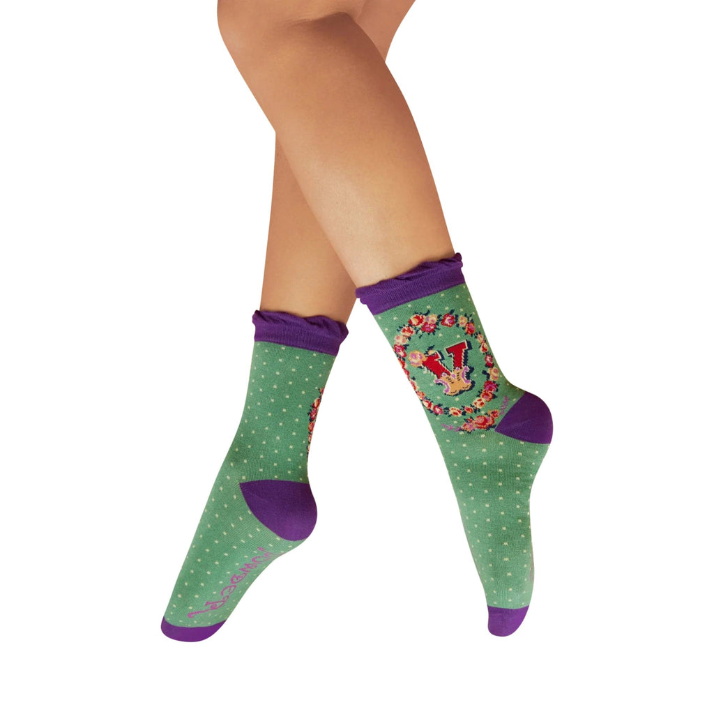 Powder Letter V Ankle Socks