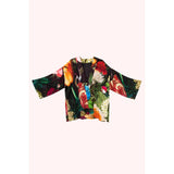 Powder Opulant Florals Mid-Length Kimono In Chocolate