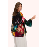 Powder Opulant Florals Mid-Length Kimono In Chocolate