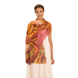 Powder Oriental Crane Linen/Cotton Scarf
