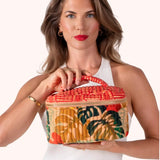 Powder Quilted Velvet Vanity Case In Exotic Leaves