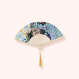 Powder Satin Hand Fan In Spring Flora
