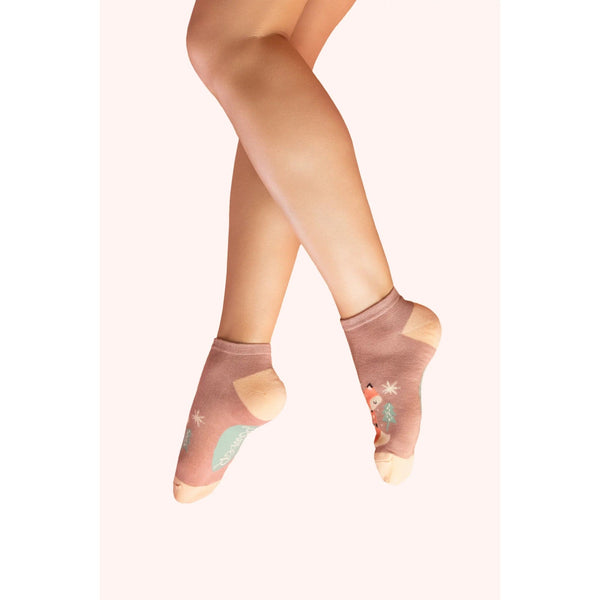 Powder Scandi Fox Trainer Socks In Mocca