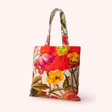 Powder Velvet Tote Bag - Fine Flowers In Red