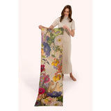 Powder Wool Wrap Scarf Autumn Posy In Cream