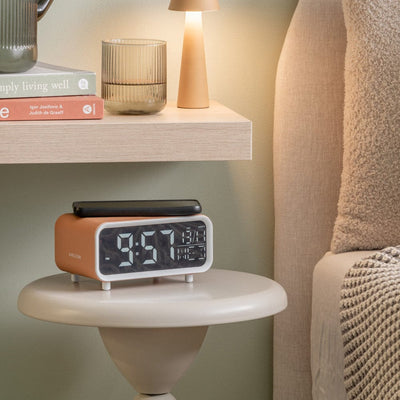 Present Time Alarm Clock Chunky LED w. Phone Charger in Orange