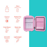 Abode Mini Fridge In Pink 4L