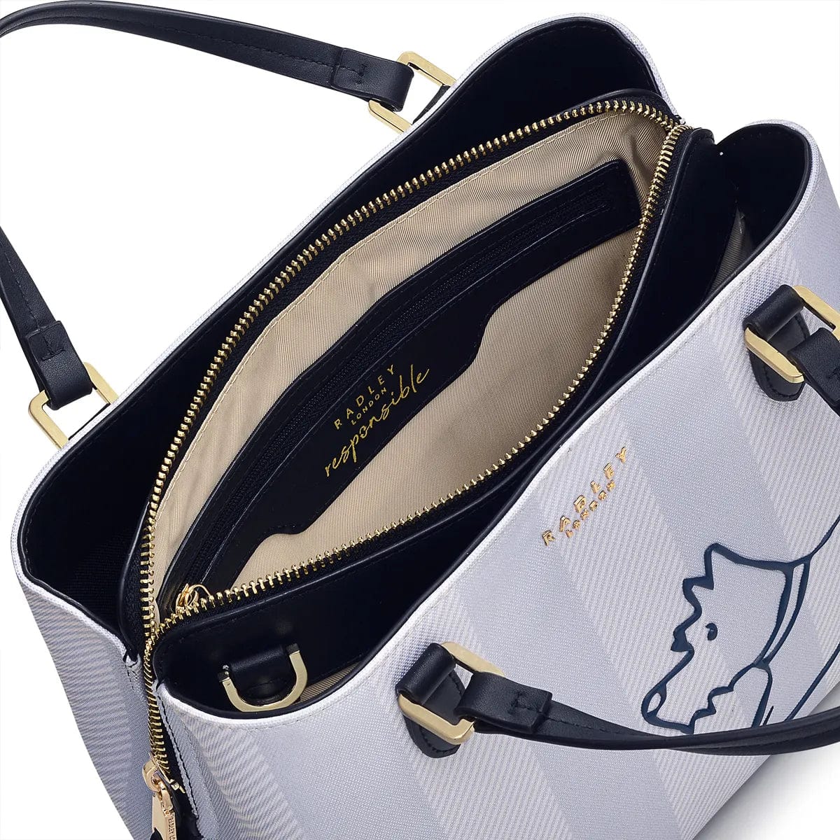 Radley Palace Gardens Stripe Medium Ziptop Multiway in Chalk