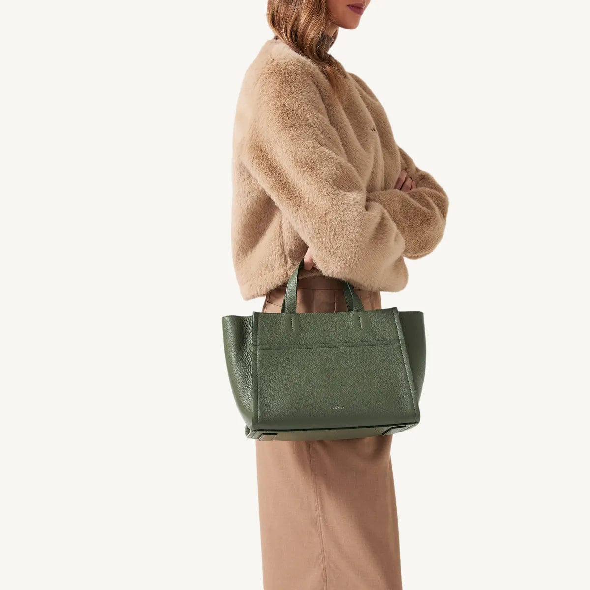 クライテン Radley Oak Street Medium Ziptop Grab in Dark Olive