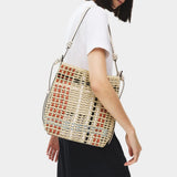 Radley The Camden Raffia Check  Medium Open Top Shoulder In Natural
