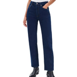 Rag & Bone Harlow Ankle Straight Jeans Vintage Stretch in Rinse