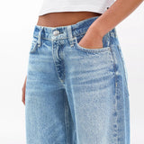 Rag & Bone Saige Ankle Relaxed Straight Jeans Featherweight in Ludlow Blue