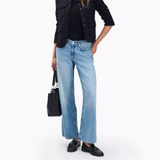 Rag & Bone Saige Ankle Relaxed Straight Jeans Featherweight in Ludlow Blue