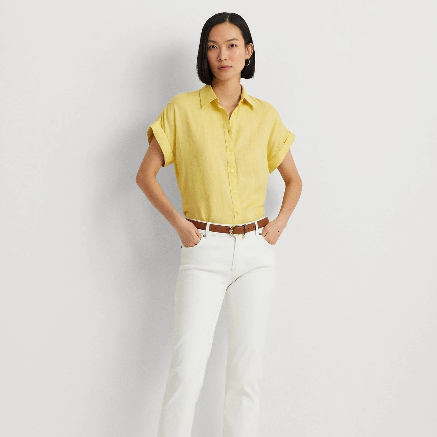 Yellow Polo Ralph Lauren Button Down Short Sleeve Shirt Lauren