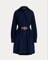 Lauren Ralph Lauren Buckle-Trim Cotton-Blend Shirtdress In Navy