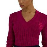 Lauren Ralph Lauren Cable-knit Cricket Jumper in Fuchsia Berry