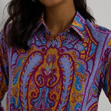 Lauren Ralph Lauren Long-Sleeve Classic Fit Paisley Crepe Shirt In Fuchsia Multi