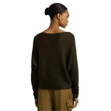 Lauren Ralph Lauren Metallic Boatneck Knit Jumper in Botanic Green