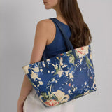 Lauren Ralph Lauren Reversable Medium Tote In Indigo Dusk/ Antibes Bloom