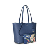 Lauren Ralph Lauren Reversable Medium Tote In Indigo Dusk/ Antibes Bloom