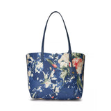 Lauren Ralph Lauren Reversable Medium Tote In Indigo Dusk/ Antibes Bloom